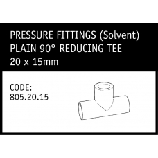 Marley Solvent Plain 90° Reducing Tee 20x15mm - 805.20.15